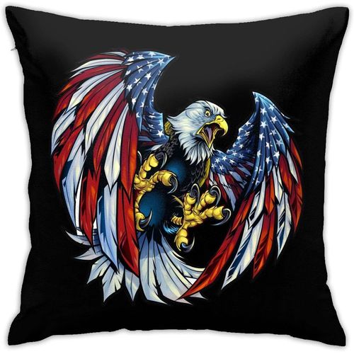 Housses De Coussin Décoratives Drapeau Américain Et Aigle Chauve, 45x45cm, Pour Voiture, Canapé, Lit, Pil Doux