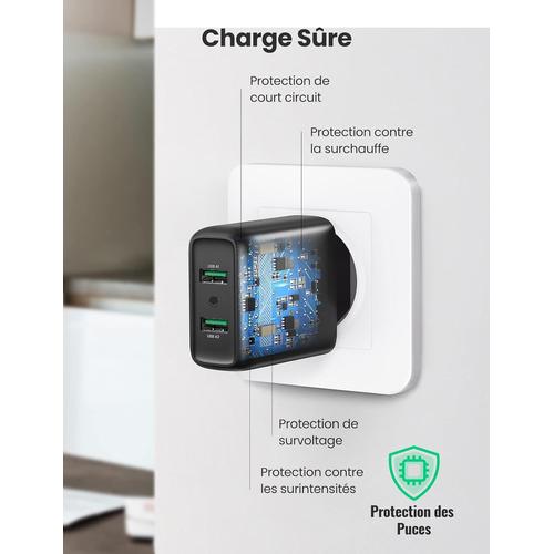 UGREEN 18W Quick Charge 3.0 Chargeur Secteur USB 2 Ports Compatible avec  Galaxy S10 S9 A50 A20e, Redmi Note 10 Pro Note 9 Pro Tablettes Smartphones  : : High-Tech