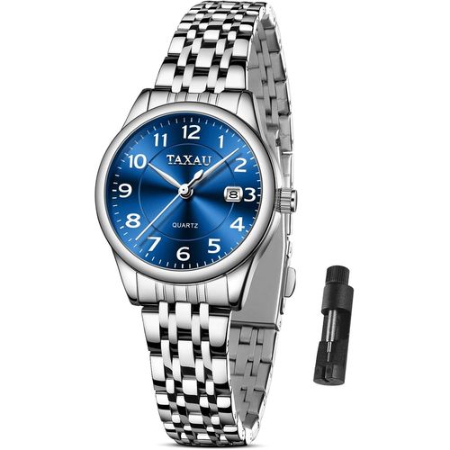 Meimieshop-Montre-Bracelet Pour Femme-Simple-Petit Cadran-Montre Pour Femme Avec Date Étanche-Montre Classique À Quartz Pour Femme-Bracelet En Acier Inoxydable Doré Et Argenté