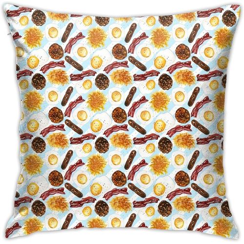 Housse De Coussin, Petit Déjeuner Américain Sur Bleu, Housse De Coussin Moderne, Carrée, Décoration Pour Canapé, Lit, Chaise, Voiture, 45,7 X 45,7 Cm