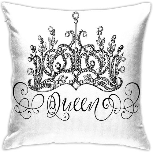Couronne Dessinée À La Main Avec Lettrage Style Baroque Calligraphie Ancienne Décoration De La Maison Housses D'oreiller 18*18 Pouces