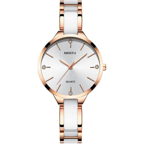 Meimieshop-Montre À Quartz Pour Femme,Bracelet En Acier Blanc Et Or Rose,Cadran Argenté Avec Cristaux,Élégant,Moderne,À La Mode,Imperméable,De Luxe,Mode,Bracelet,Décontracté,Or Rose,Moderne