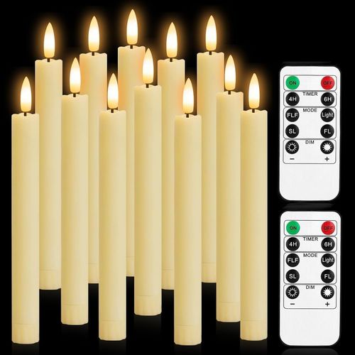 meimieshop-Chandelle Led,12 Pièces 25cm Bougies Bâton Led Longues & Fines Avec Fonction Minuterie & Scintillement,Bougie Chandelier Led Avec Télécommande Pour Décoration Halloween,Intérieure