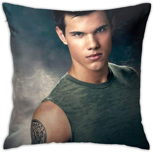 Taie D'oreiller Carrée Noire Taylor Lautner, La Saga Twillight, Jacob, À La Mode, Décoration