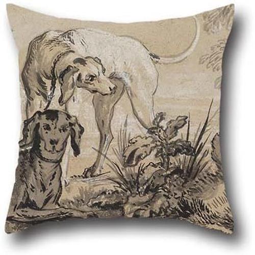 Taies D'oreiller En Peinture À L'huile Jean-Baptiste Oudry ? Après La Chasse ? Deux Chiens À Côté D'une Tête De Sanglier, Pour Filles, Anniversaire, Boutique, Canapé, Petit Ami, Festival 45,7 X 45,7 Cm