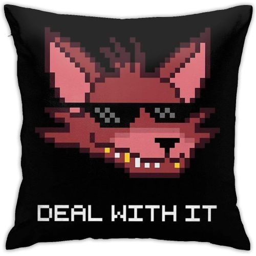 Housses De Coussin Décoratives Pour La Maison - Cinq Nuits Chez Freddy's - Fnaf - Foxy - Deal With It (Police Blanche) - Oreiller Décoratif Pour La Famille Et Les Amis 45,7 X 45,7 Cm