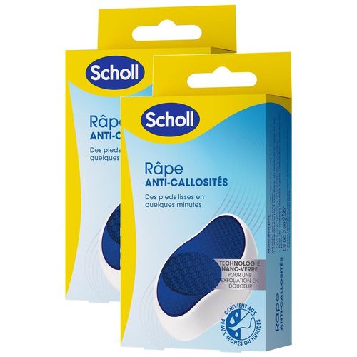 Scholl Lot De 2 Râpes Anti-Callosités Nano Verre - Exfoliation Douce - Lavable