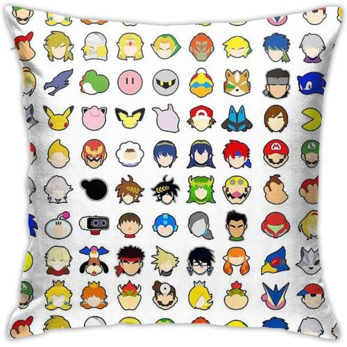 Super Smash Bros Ultimate Stock Icônes Coussin Housse De Coussin Décor Taie D'oreiller Pour Canapé Chambre 18 "X 18