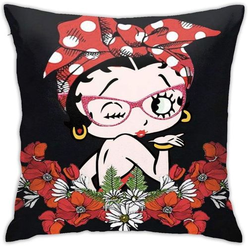 Betty Boop Oreiller Vintage Vacances Père Noël Style Français Toile De Jute Coton Housse De Coussin 18"X 18