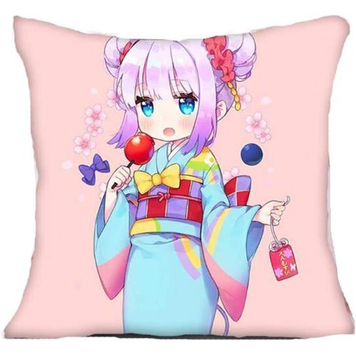 Coussin De Dessin Animé En Peluche Imprimé Miss Kobayashi's Dragon Maid Cosplay, 18x18 Pouces