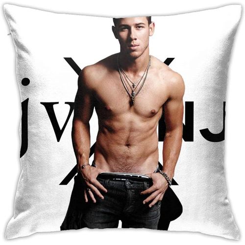 Nick Jonas Taie D'oreiller Décorative Douce Et Confortable Avec Fermeture Éclair Invisible Anti-Rides, Coussins De Canapé En Peluche Mignons, Housse De Sommeil Facile D'entretien, Taille Unique 50,8 X 50,8 Cm