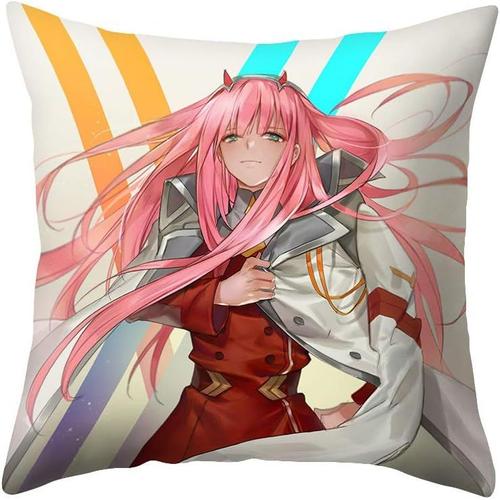 Zero Two Darling In The Franxx Manga Housse De Coussin Câlins En Polyester Pour Cosplay 45,7 X 45,7 Cm