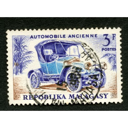 Timbre Oblitéré Repoblika Malagasy, Automobile Ancienne, 3 F Postes