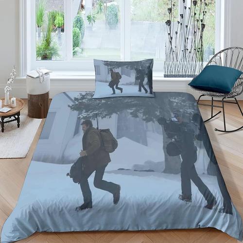 The Last Of Us Cartoon Anime All Seasons Decorative 3 Pieces Cotton Quilted Bed Throw And Pillowcase For Bedroom Decor