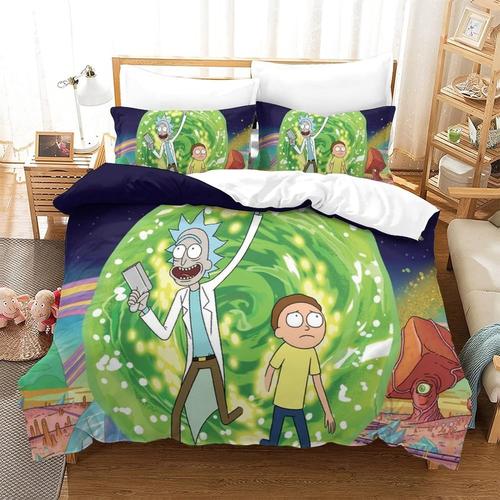 Rick And Morty Duvet Cover Set Print Bedding Set Anime Characters Quilt Cover Microfiber Polyester Comforter Cover For Boys