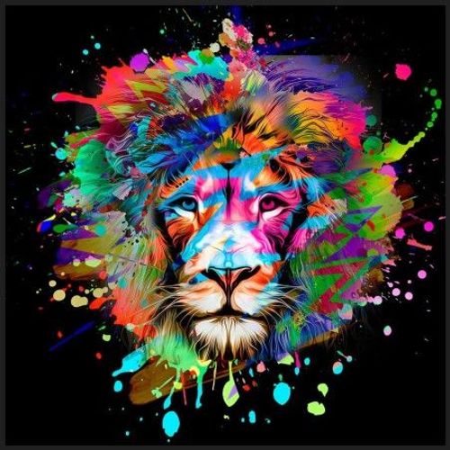 Carré Simili Cuir 44x44 Cm Tête De Lion Carrélion