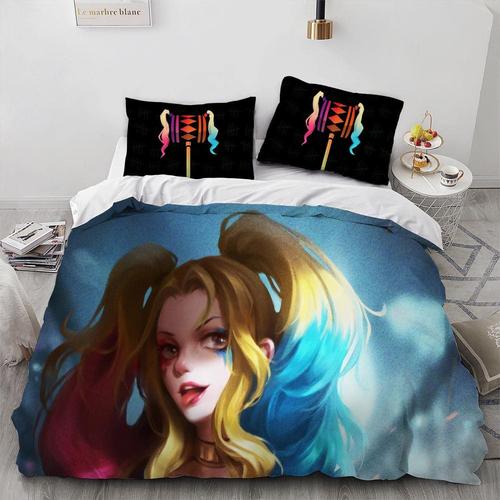 X Squad Joker Girl Harly Anime Duvet Covers Soft Microfiber Washed Duvet Cover Set 3 Pieces With Zipper Closure Beding