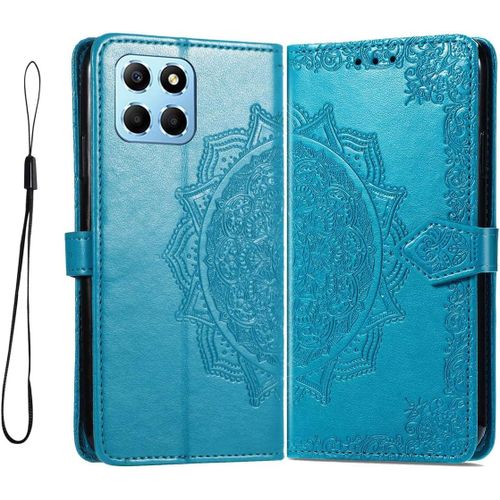 Coque Cuir Etui Pour Honor X6 / Honor 70 Lite/Honor X8 5g (6.5"") Housse, Etui Portefeuille Case Cover, Fermeture Magnetique, Flip Bequille Et Emplacements Pour Cartes,Bleu