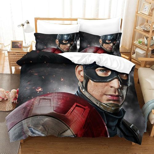 Captain America Printed Duvet Cover Set Bedding Set For Kids Boys Girls Adult Teens Marvel Comics Bedroom Decor Quilt Cover