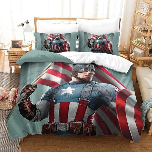Captain America Printed Duvet Cover Set Bedding Set For Kids Boys Girls Adult Teens Marvel Comics Bedroom Decor Quilt Cover