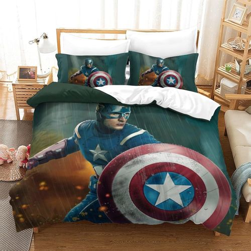 Captain America Printed Duvet Cover Set Bedding Set For Kids Boys Girls Adult Teens Marvel Comics Bedroom Decor Quilt Cover