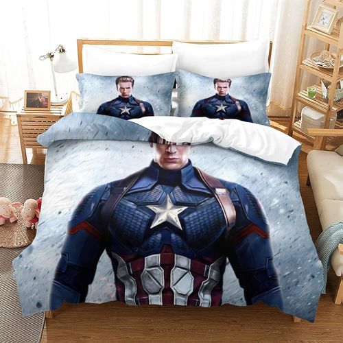 Captain America Printed Duvet Cover Set Bedding Set For Kids Boys Girls Adult Teens Marvel Comics Bedroom Decor Quilt Cover