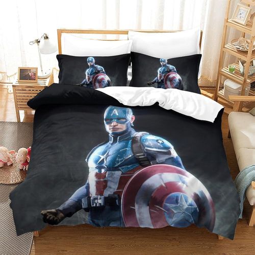 Captain America Printed Duvet Cover Set Bedding Set For Kids Boys Girls Adult Teens Marvel Comics Bedroom Decor Quilt Cover