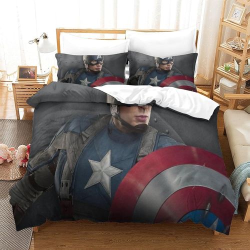 Captain America Printed Duvet Cover Set Bedding Set For Kids Boys Girls Adult Teens Marvel Comics Bedroom Decor Quilt Cover