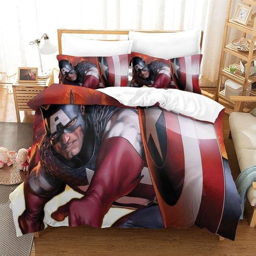 Captain America Printed Duvet Cover Set Bedding Set For Kids Boys Girls Adult Teens Marvel Comics Bedroom Decor Quilt Cover