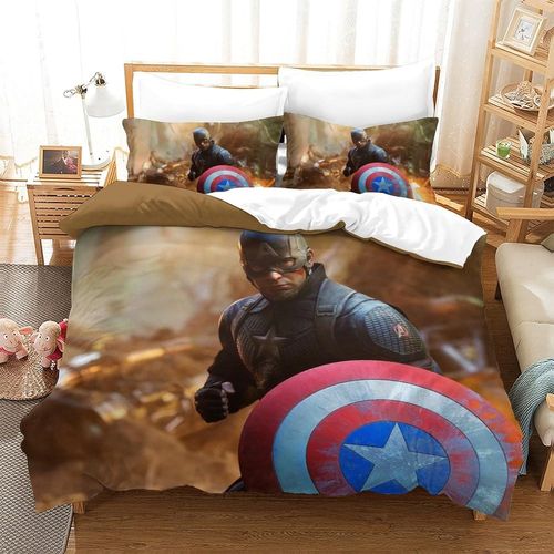 Captain America Printed Duvet Cover Set Bedding Set For Kids Boys Girls Adult Teens Marvel Comics Bedroom Decor Quilt Cover