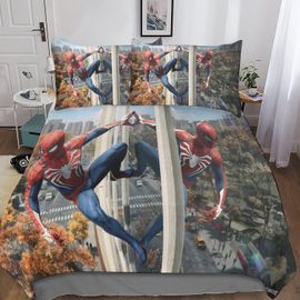Spider Man Easy Care Marvel Movie Characters Duvet Cover Set Easy Care Quilt Covers 3 Piece Set Microfiber Bedding Set