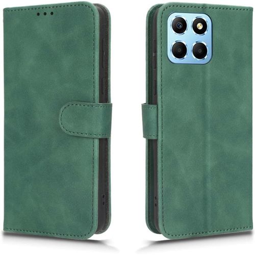 Coque Cuir Etui Pour Honor X6 / Honor 70 Lite/Honor X8 5g (6.5"") Housse, Etui Portefeuille Case Cover, Fermeture Magnetique, Flip Bequille Et Emplacements Pour Cartes (Vert)