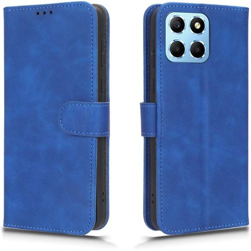 Coque Cuir Etui Pour Honor X6 / Honor 70 Lite/Honor X8 5g (6.5"") Housse, Etui Portefeuille Case Cover, Fermeture Magnetique, Flip Bequille Et Emplacements Pour Cartes (Bleu)