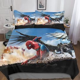 Spider Man Duvet Cover 3 Piece Set One-Sided For Kids Teens Adults Marvel Movie Characters Bedding Set Soft Microfiber Quilt Cover
