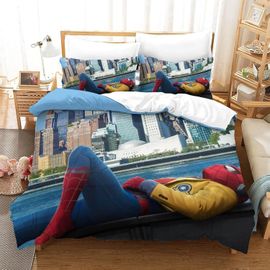Printed Spider-Man Duvet Cover With Pillowcases Bedding Set With Zipper Closure Soft Microfiber Marvel Comics Quilt Cover For