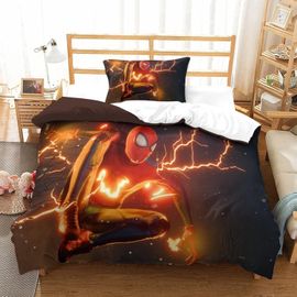 3 Pieces Spider-Man Duvet Cover Printed Bedding Set Pillowcases Hidden Zipper Microfiber Sport Marvel Comics Comforter Cover For