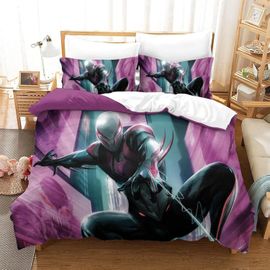 Spider-Man Duvet Cover With Pillowcases Bedding Set With Zipper Closure Soft Microfiber Marvel Comics Comforter Covers For Adult