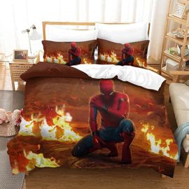 Spider-Man Duvet Cover Printed Bedding Marvel Comics Quilt Cover With Zipper Closure For Adults And Teens Soft Microfiber With