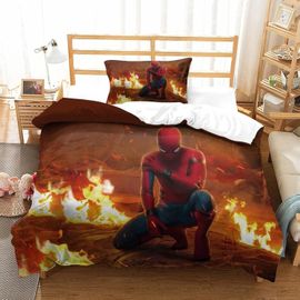 Spider-Man Duvet Cover Microfiber Bedding Set Marvel Comics Quilt Cover&pillowcase With Zipper Closure Winter Soft Cover For Men