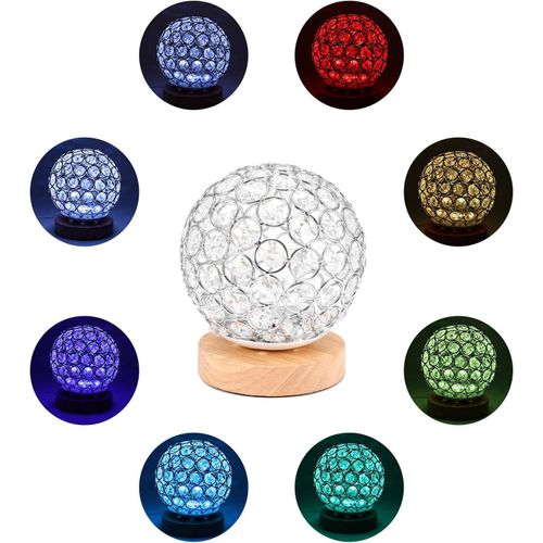 Asas456-Lampe De Table Boule De Cristal Argentée,Veilleuse Moderne À Intensité Variable,Jolie Lampe De Nuit,Belles Lumières,Avec Chargement Usb,Parfaite Pour Les Chambres À Coucher,Les Bureaux