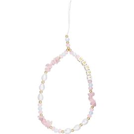 Asas456-Bohème Anti-Perte Chaîne De Téléphone Portable Ceinture De Téléphone Portable Rétro Nouveau Collier De Perles Acryliques Collier De Perles Charme De Téléphone Portable Chaîne,Rose