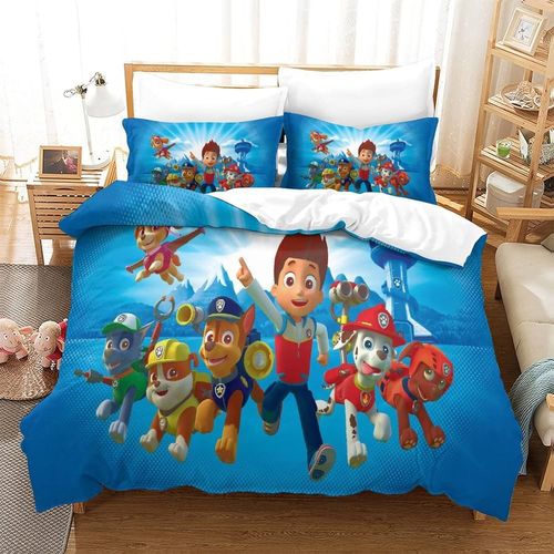 Paw Patrol Parure De Lit Double Avec Housse De Couette Et Taies D'oreiller Ultra Douces Pour Enfants, Jeunes Et Adultes