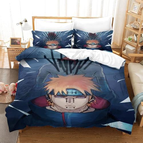 Parure De Lit Naruto Avec Housse De Couette Blanche, ¿¿Galement Comme Housse De Couette Ou Housse De Couette Pour Enfants, Adolescents, Adultes, Personnages D'anime 3 Tartes