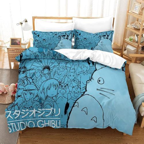 Studio Ghibli Anime Poster King Size Parure De Lit Housse De Couette Imprim¿¿E 3d Avec Fermeture ¿¿Clair, Ferm¿¿E, Avec Taie D'oreiller, Microfibre