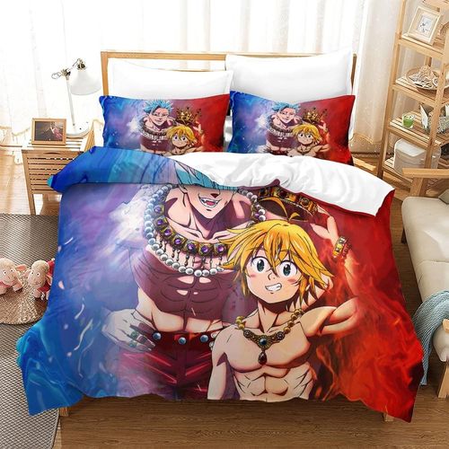 Nanatsu No Taizai Anime Poster King Size Housse De Couette Imprim¿¿E En 3d Avec Fermeture ¿¿Clair, Ferm¿¿E, Avec Taie D'oreiller