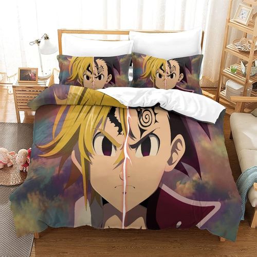 Nanatsu No Taizai Anime Poster Housse De Couette Imprim¿¿E En 3d, Ensemble De Literie 3 Pi¿¿Ces, Housse De Couette ¿¿ Impression Artistique Pour Enfants Et Adultes King