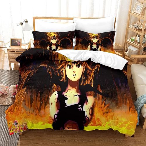 Nanatsu No Taizai Anime Poster King Size Housse De Couette Imprim¿¿E En 3d Avec Fermeture ¿¿Clair, Ferm¿¿E, Avec Taie D'oreiller