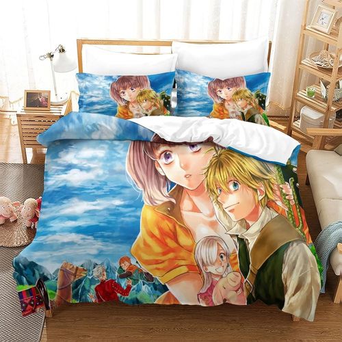 Nanatsu No Taizai Anime Poster King Size Housse De Couette Imprim¿¿E En 3d Avec Fermeture ¿¿Clair, Ferm¿¿E, Avec Taie D'oreiller