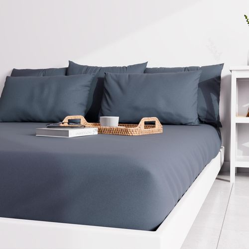 Drap Housse Uni 160x200 Cm Zzz Bleu Jean