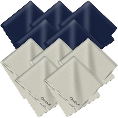 asas456-10 Pcs 15 X 18 Cm Chiffon De Nettoyant Lunettes,Chiffons Microfibre De Nettoyage,Doux Chiffons De Nettoyage Lunettes En Microfibre Lavables Et Réutilisables(Marine/Gris)